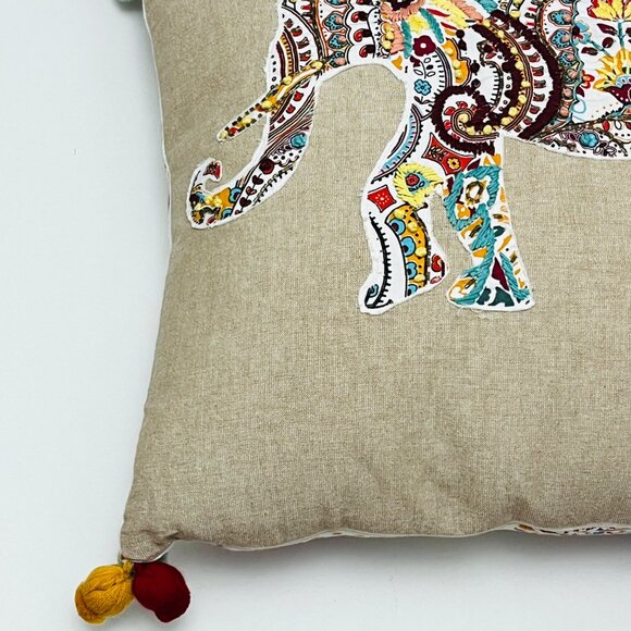 Anthology Elephant Embroidered Duck Down Square Throw Pillow - Picture 4 of 9